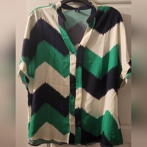 SHEIN Green and Black Patterned Top
